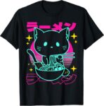 Anime Ramen Cat Retro Japanese Noodles Aesthetic Kawaii cat T-Shirt