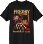 Nightmare on Elm Street Never Sleep Again Men’s Black T-Shirt pic 1